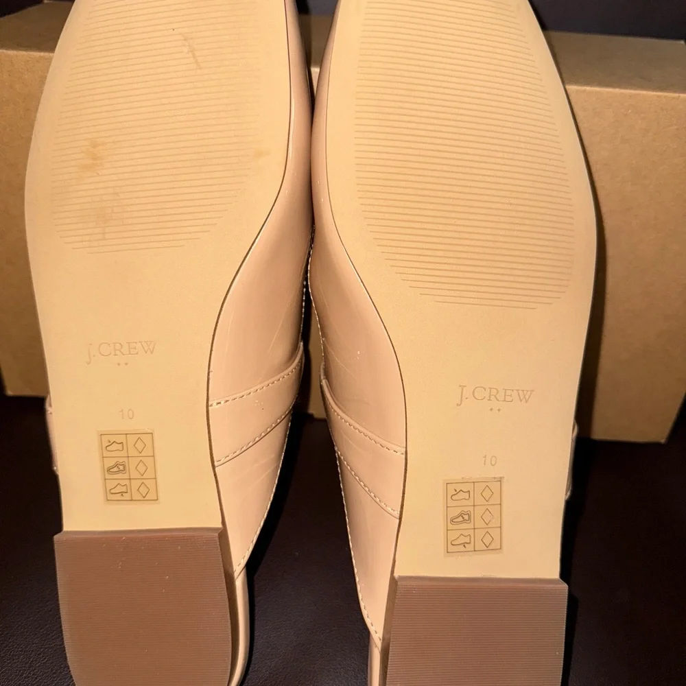 J. Crew Beige Patent Leather Mules with Rhinestone Buckle - Picture 6 of 7